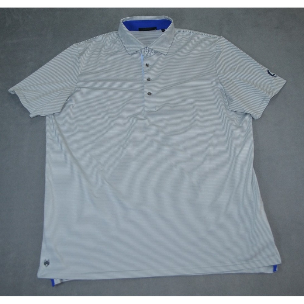 Greyson Polo Shirt Mens XL Gray Striped Golf Eagle Logo